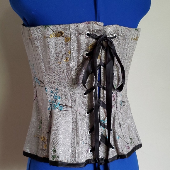 Grey silk overbust corset - Picture 2 of 3